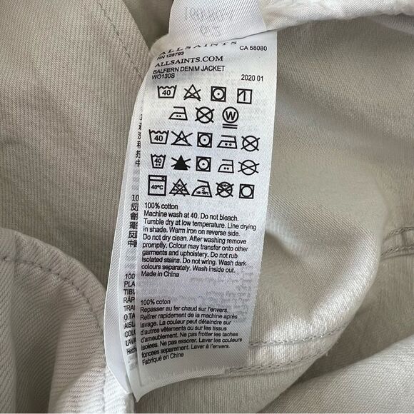 ALLSAINTS Morgan Biker Jacket In White Denim Size 2 - Picture 11 of 11